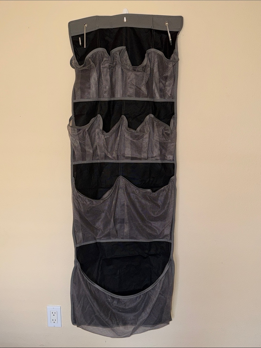 Over-the-Door Hanging Organizer - Gray Mesh Pocket Storage